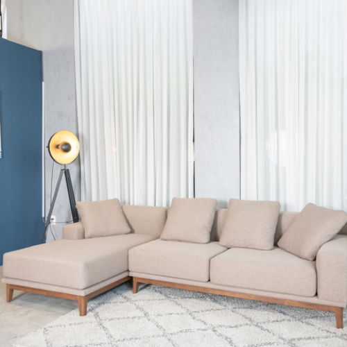 MOHO HOBRO L-Shaped Rubberwood Sofa Combo (Brown, 2.7m)